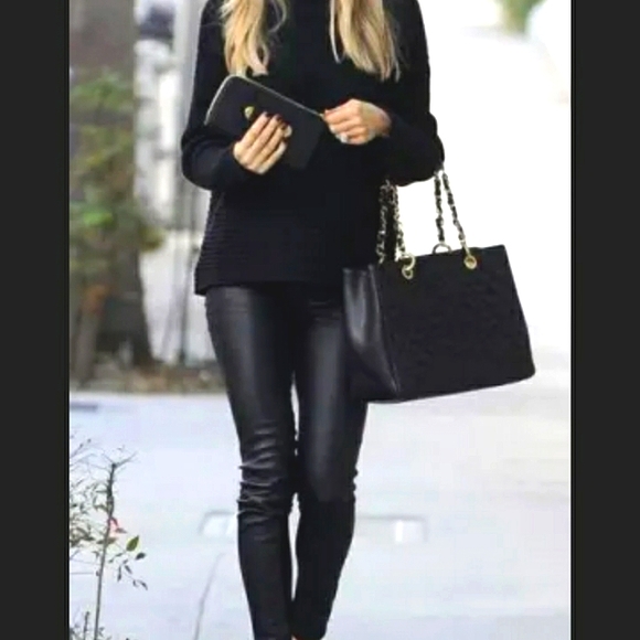 NWT Jessica Simpson Matte Black Vegan Faux Leather Leggings - Large L - Picture 9 of 9